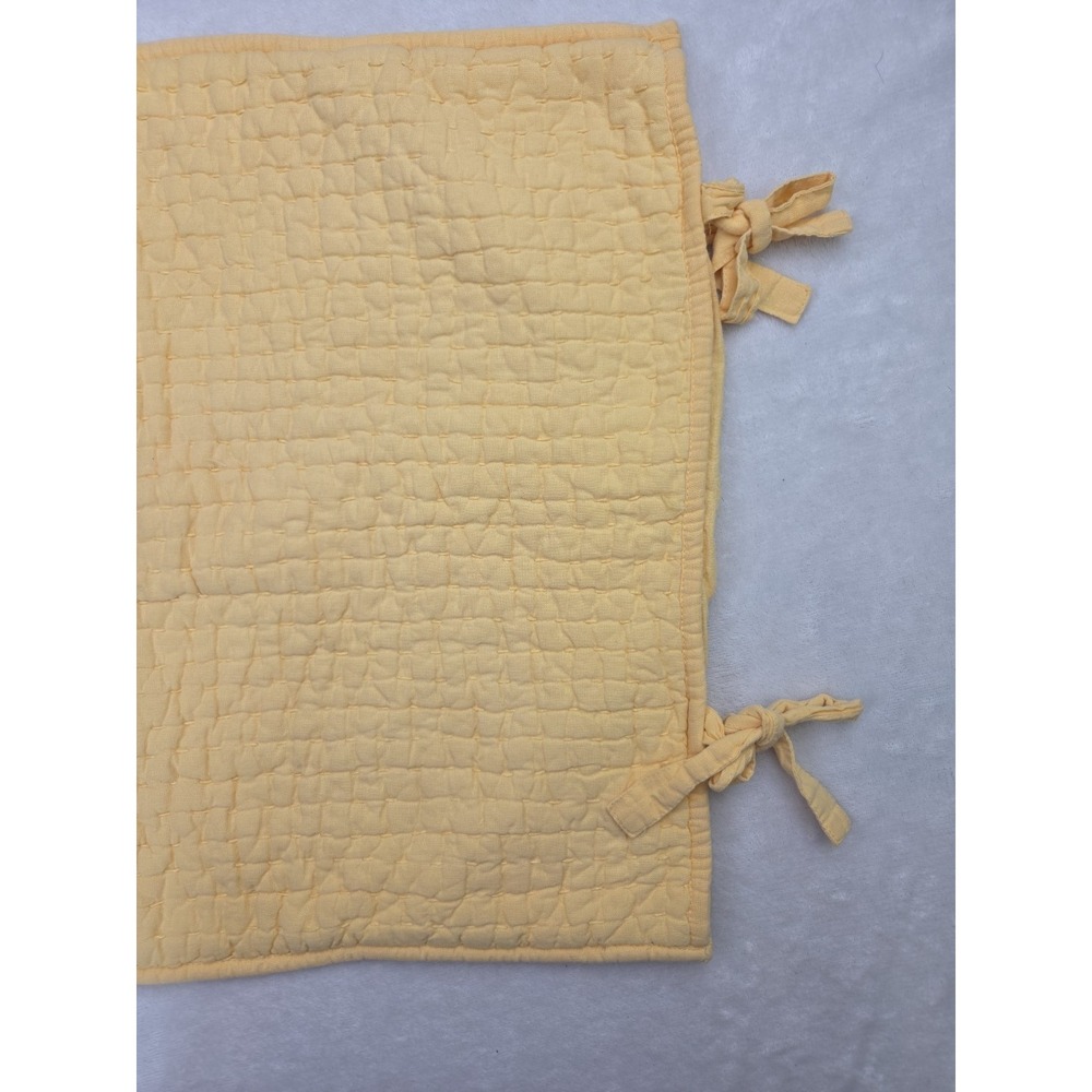 2 Pottery Barn‎ Pick Stitch Quilted Standard Shams Cotton Linen Yellow Tie 2009